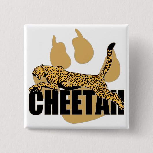 Cheetah Power Vierkante Button 5,1 Cm (Voorkant)