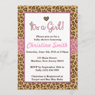 Cheetah Print Baby Shower Invitaties voor een meis Kaart