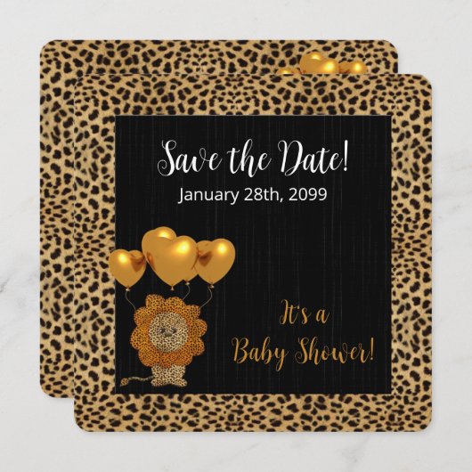 Cheetah Print Baby shower Save The Date (Voorkant / Achterkant)