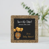 Cheetah Print Baby shower Save The Date (Staand voorkant)