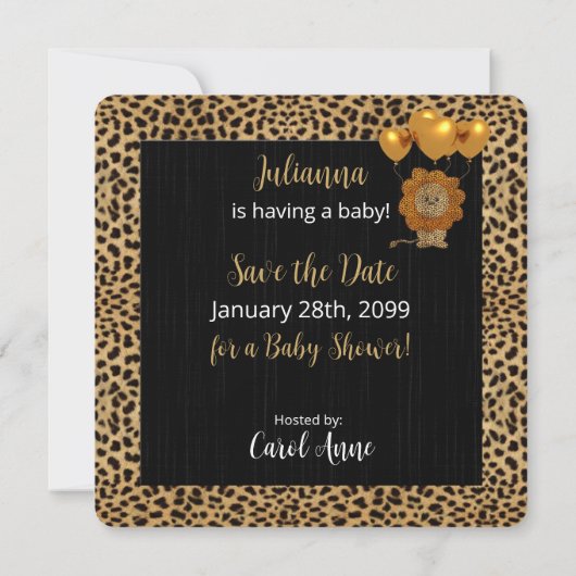 Cheetah Print Baby shower Save The Date (Achterkant)