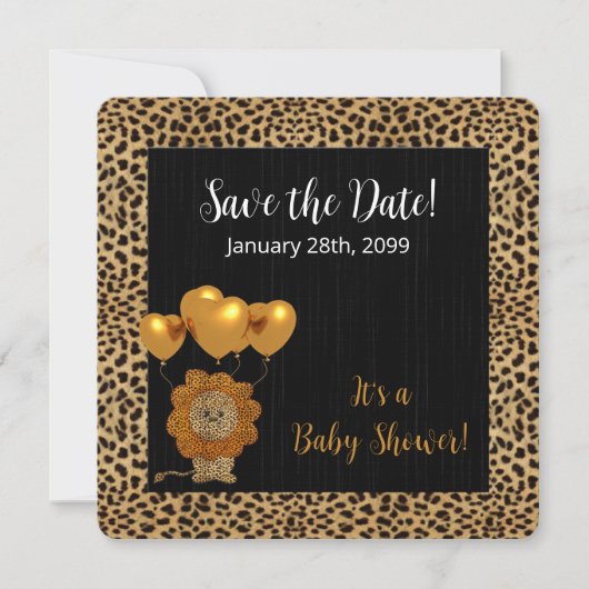 Cheetah Print Baby shower Save The Date (Voorkant)