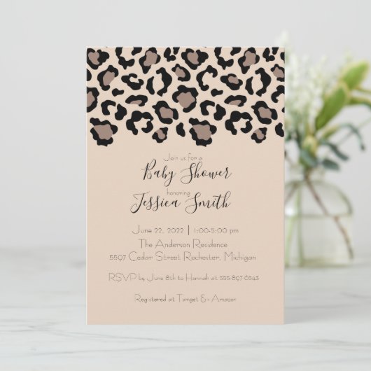 Cheetah Print Baby shower Uitnodiging (Staand voorkant)