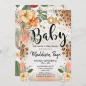 Cheetah Print Baby shower Uitnodiging Safari Baby (Voorkant / Achterkant)