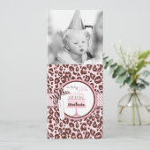 Cheetah Print & Birthday Cake Photo Template Kaart (Staand voorkant)