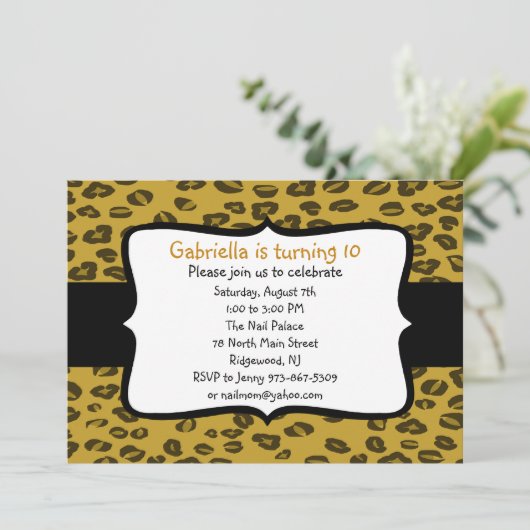 Cheetah Print Birthday Uitnodiging (Staand voorkant)