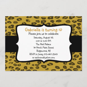 Cheetah Print Birthday Uitnodiging