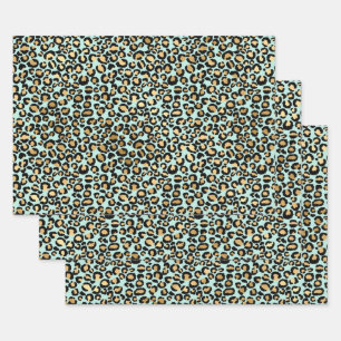 Cheetah Print Blue Background Inpakpapier Vel
