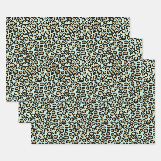Cheetah Print Blue Background Inpakpapier Vel (Set)