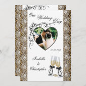 Cheetah Print Champagne Glass Wedding Invitation Kaart (Voorkant / Achterkant)