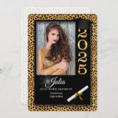 Cheetah Print Class of 2023 Afstuderen Invitation Kaart (Voorkant / Achterkant)