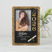 Cheetah Print Class of 2023 Afstuderen Invitation Kaart (Staand voorkant)