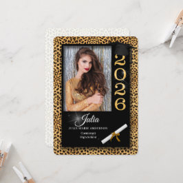 Cheetah Print Class of 2023 Afstuderen Invitation Kaart