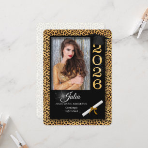 Cheetah Print Class of 2023 Afstuderen Invitation Kaart