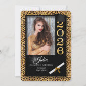 Cheetah Print Class of 2023 Afstuderen Invitation Kaart (Voorkant)