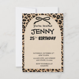 Cheetah Print Custom Kids Birthday Invite Party  Kaart