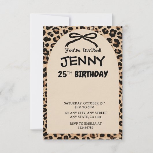 Cheetah Print Custom Kids Birthday Invite Party  Kaart (Voorkant)