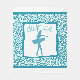 Cheetah Print Dance in Turquoise Blanket Fleece Deken