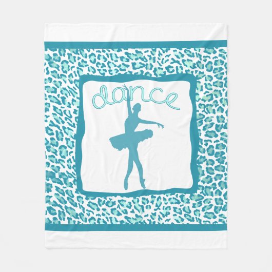Cheetah Print Dance in Turquoise Blanket Fleece Deken (Voorkant)