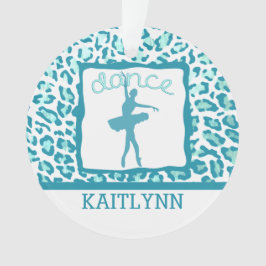 Cheetah Print Dance in Turquoise Ornament