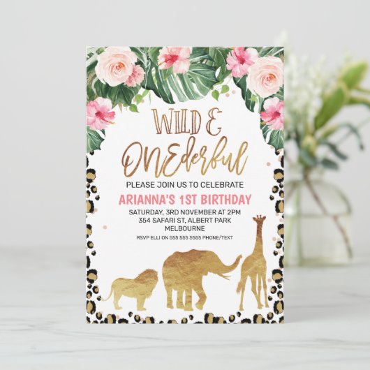 Cheetah print Floral Gold Safari Wild op een dag Kaart (Staand voorkant)