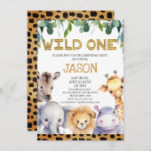Cheetah Print Foliage Wild One Safari 1e Verjaarda Kaart (Voorkant / Achterkant)