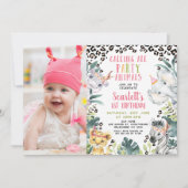 Cheetah Print Foto Oproep Party Dieren Verjaardag Kaart (Voorkant)