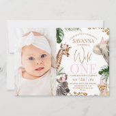 Cheetah Print Foto Safari Wild Een 1e Verjaardag Kaart (Voorkant)