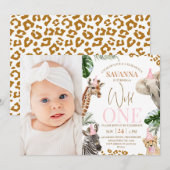 Cheetah Print Foto Safari Wild Een 1e Verjaardag Kaart (Voorkant / Achterkant)