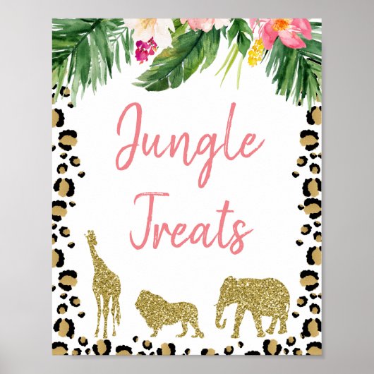 Cheetah Print Gold Glitter Safari Birthday Sign (Voorkant)