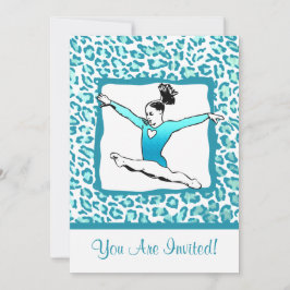 Cheetah Print Gymnastiek - turquoise Uitnodiging
