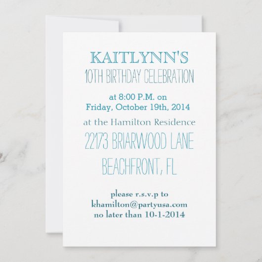 Cheetah Print Gymnastiek - turquoise Uitnodiging (Achterkant)