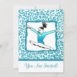 Cheetah Print Gymnastiek - turquoise Uitnodiging