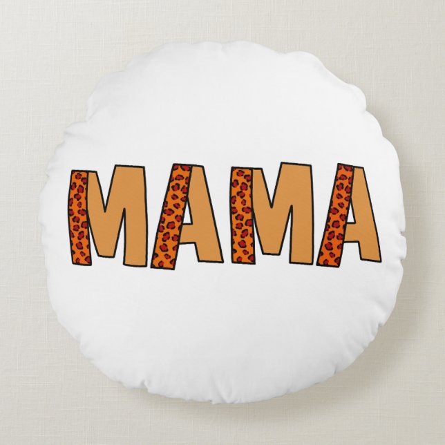 Cheetah Print Leopard mama Rond Kussen (Voorkant)