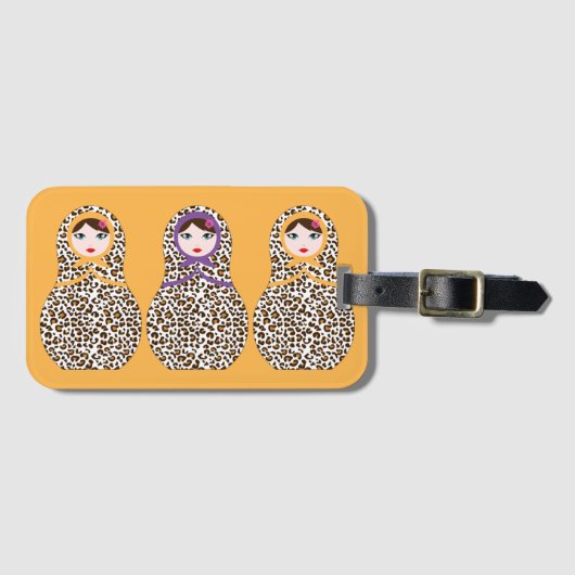 Cheetah Print Matryoshka Bagagelabel (Voorkant (horizontaal))