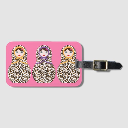 Cheetah Print Matryoshka Bagagelabel (Voorkant (horizontaal))