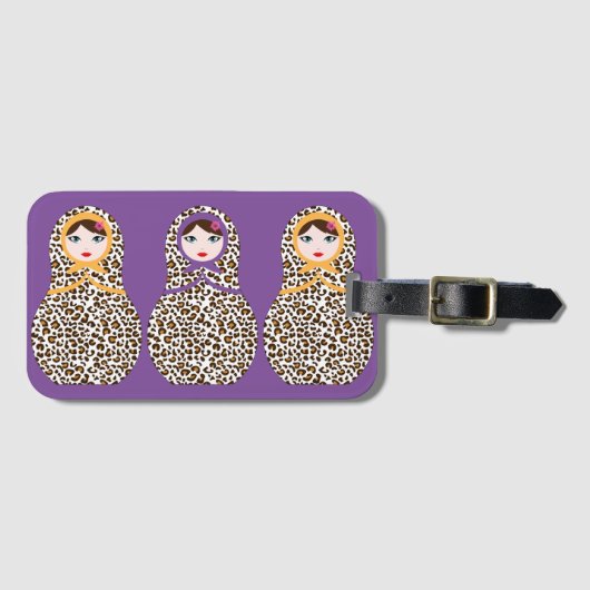 Cheetah Print Matryoshka Bagagelabel (Voorkant (horizontaal))