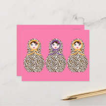 Cheetah Print Matryoshka Briefkaart
