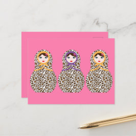 Cheetah Print Matryoshka Briefkaart