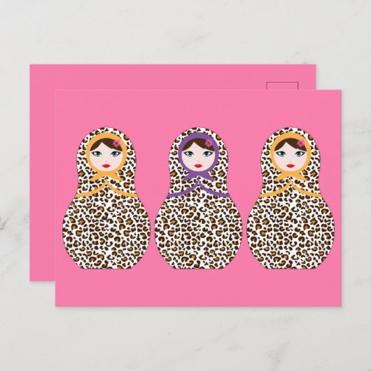 Cheetah Print Matryoshka Briefkaart (Voorkant / Achterkant)