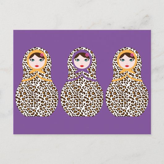 Cheetah Print Matryoshka Briefkaart (Voorkant)