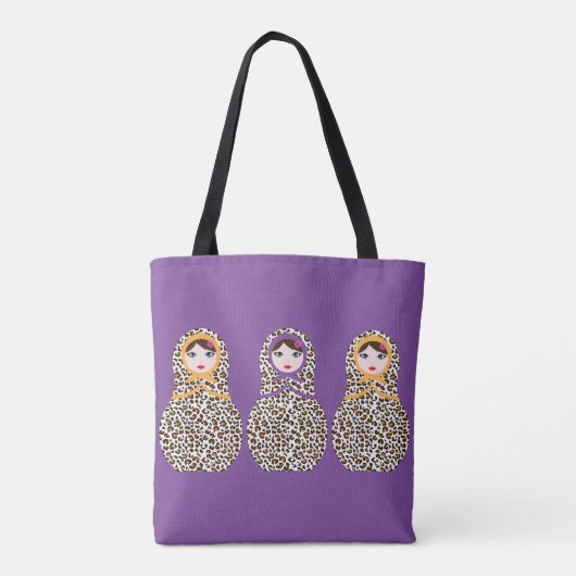 Cheetah Print Matryoshka Canvas tas (Achterkant)