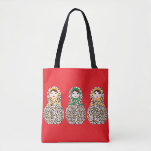 Cheetah Print Matryoshka Canvas tas
