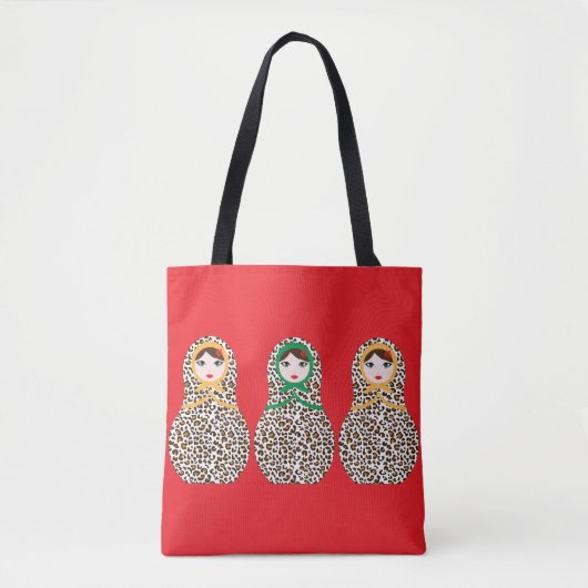 Cheetah Print Matryoshka Canvas tas (Voorkant)