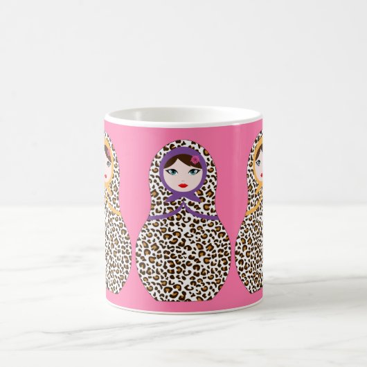 Cheetah Print Matryoshka Coffee Mok (Center)