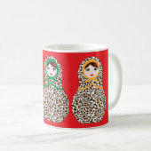 Cheetah Print Matryoshka Coffee Mok (Voorkant rechts)