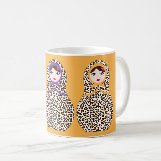 Cheetah Print Matryoshka Coffee Mok (Voorkant rechts)