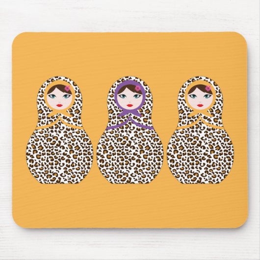 Cheetah Print Matryoshka Mousepad Muismat (Voorkant)