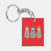 Cheetah Print Matryoshka Sleutelhanger (Voorkant Links)