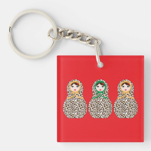 Cheetah Print Matryoshka Sleutelhanger (Voorkant)